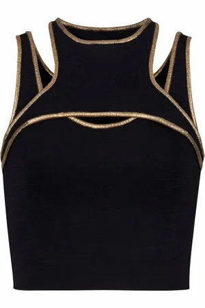 Balmain Top corto con dettaglio a contrasto