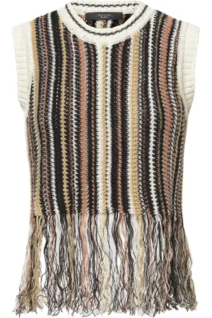 Max Mara Top in maglia con frange