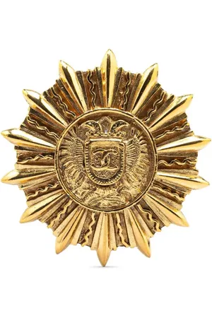CHANEL 1970-1980 Gold Plated Sunburst Brooch costume brooch
