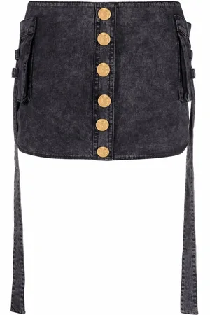 Balmain Gonna denim con bottoni