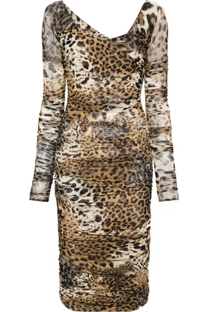 Roberto Cavalli Abito midi leopardato