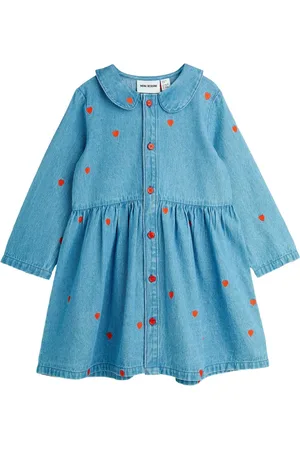 Mini Rodini Abito denim con stampa a cuori