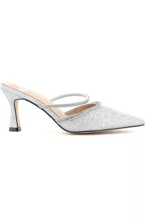 GOLD&GOLD Donna Sandali sabot con tacco - Sandali-sabot in gltter a punta chiusa e tacco, GP22-206 2552 - Silver