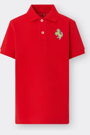 FERRARI Polo In Piquet Di Cotone Con Patch Cavallino Rampante