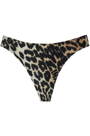 Ganni BIKINI SLIP CUT-OUT LEOPARDATO