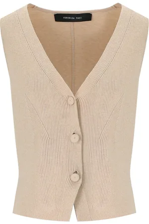 FEDERICA TOSI GILET CON FIOCCO ECRU