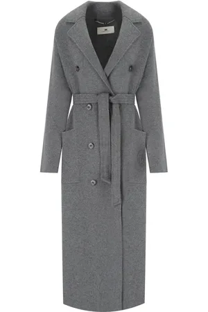 Elisabetta Franchi CAPPOTTO CON CINTURA STEEL MELANGE