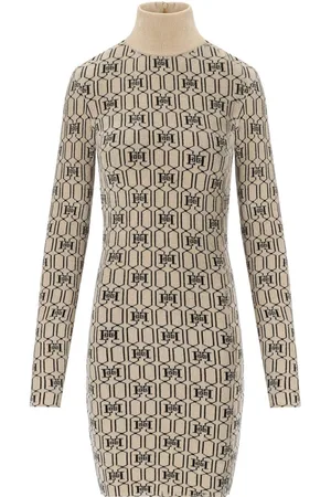 Elisabetta Franchi ABITO IN MAGLIA MONOGRAM CHAMPAGNE