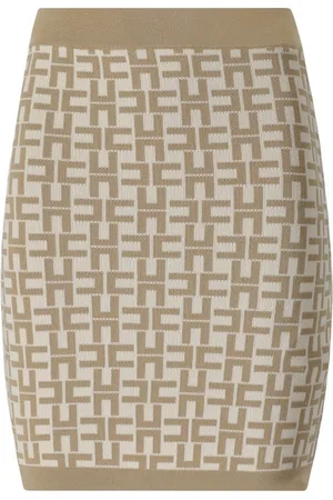 Elisabetta Franchi GONNA MONOGRAM IN MAGLIA BURRO SABBIA