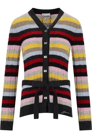 Ganni CARDIGAN A RIGHE CON CINTURA