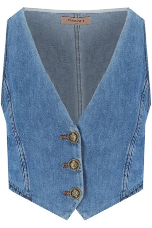 Twin-Set GILET IN DENIM BLU MEDIO