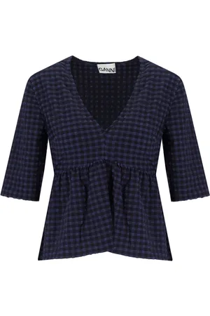 Ganni BLUSA PEPLUM CHECK