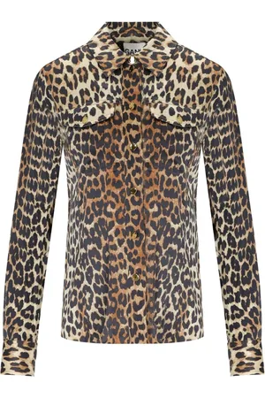 Ganni CAMICIA SATIN ANIMALIER