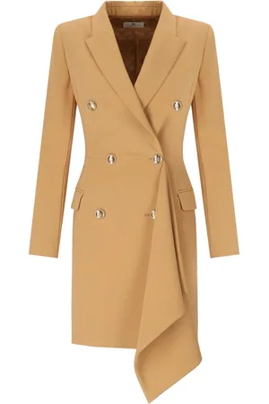 Elisabetta Franchi ROBE MANTEAU DOPPIOPETTO CON RUCHE BRONZE