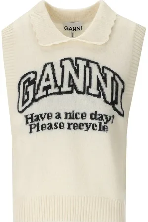 Ganni GILET CON LOGO PANNA