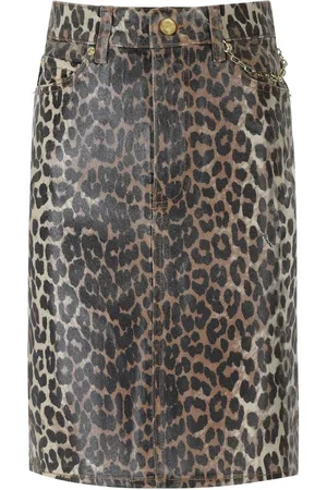 Ganni GONNA IN DENIM ANIMALIER