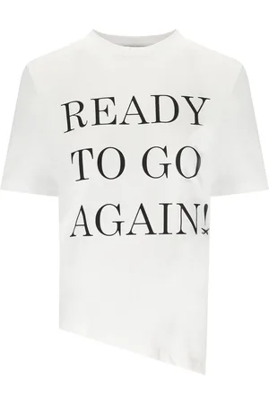 Elisabetta Franchi T-SHIRT ASIMMETRICA GESSO