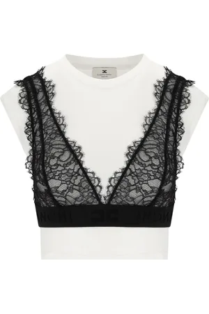 Elisabetta Franchi T-SHIRT CON BRALETTE IN PIZZO