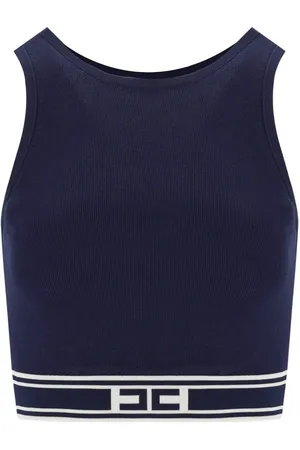 Elisabetta Franchi TOP CROPPED CON BANDE OLTREMARE
