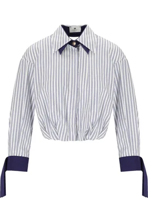Elisabetta Franchi CAMICIA CROPPED A RIGHE OLTREMARE