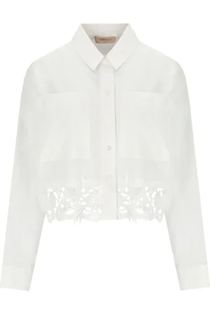 Twin-Set CAMICIA CROPPED CON PIZZO BIANCA