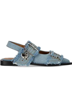 Ganni BALLERINA SLINGBACK CON FIBBIE FADED DENIM
