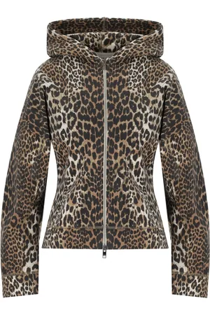 Ganni FELPA CON CAPPUCCIO ANIMALIER
