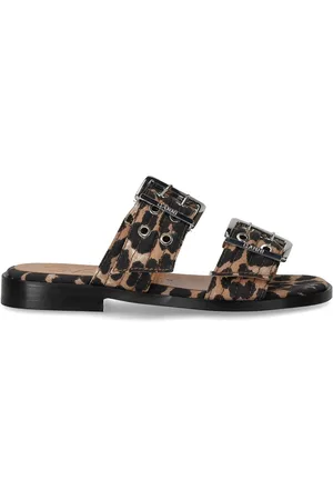 Ganni SANDALO FLAT CON FIBBIE ANIMALIER