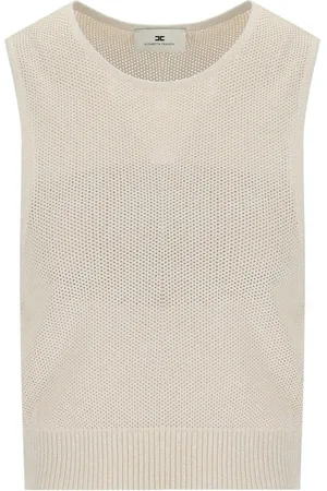 Elisabetta Franchi TOP IN MAGLIA LUREX BURRO