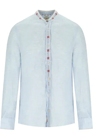 BOB der Bär CAMICIA JAPAN IN LINO AZZURRA