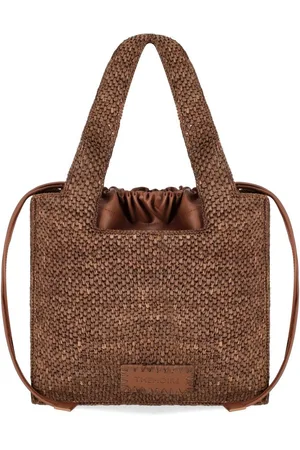 THEMOIRÈ BORSA SHOPPING MOREA MEDIUM RAFFIA WOOD