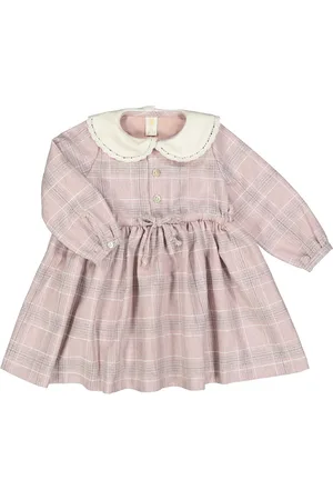 FILOBIO Vestito flanella bimba con pizzo - 6m - QR