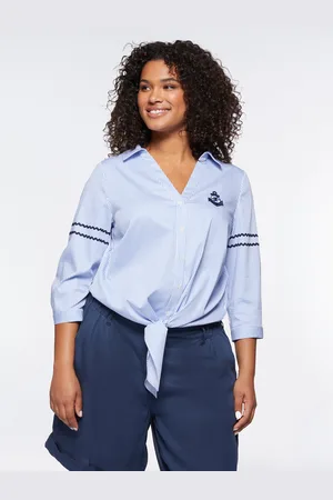 Fiorella rubino Camicia a righe da annodare con patch Donna, Taglia: 43 (52 IT)