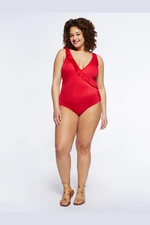 Fiorella rubino Costume intero con volant Donna, Taglia: M (52-54 IT)