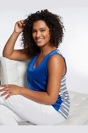 Fiorella rubino Top in satin con dietro a righe Donna, Taglia: M (52-54 IT)