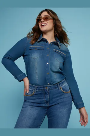 Fiorella rubino Camicia in denim con dettaglio catene Donna, Taglia: 39 (48 IT)