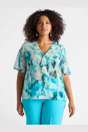 Fiorella rubino Blusa stampata con volant Donna, Taglia: 37 (46 IT)