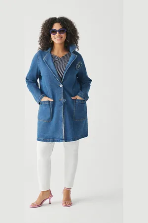 Fiorella rubino Trench in denim stretch con spilla Donna, Taglia: 45 (54 IT)