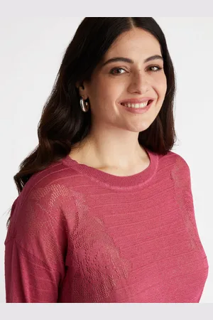 Fiorella rubino Maglia con lavorazione dal disegno floreale Donna, Taglia: S (48-50 IT)