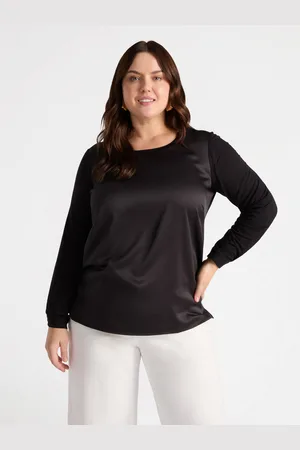 Fiorella rubino T-shirt maniche lunghe in due tessuti Donna, Taglia: XL (60-62 IT)