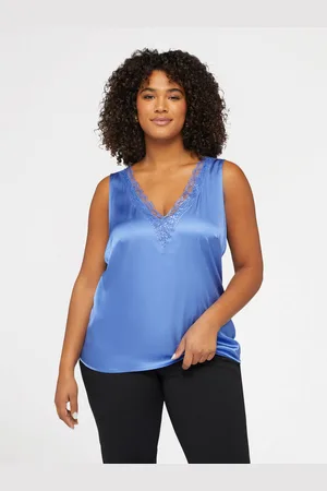 Fiorella rubino Top in raso con scollo a V in pizzo Donna, Taglia: 49 (58 IT)