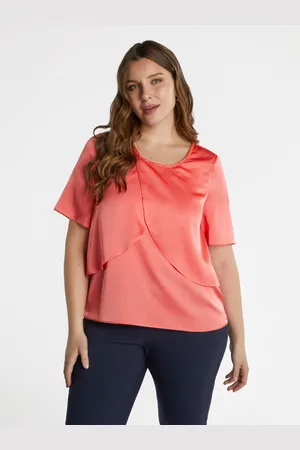 Fiorella rubino Blusa a balze con ricamo in perline Donna, Taglia: 43 (52 IT)