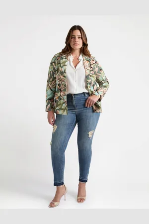 Fiorella rubino Blazer misto lino stampa Jungle Donna, Taglia: 41 (50 IT)