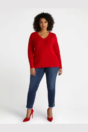 Fiorella rubino Maglia in misto cotone con scollo a V Donna, Taglia: S (48-50 IT)
