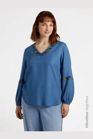 Fiorella rubino Blusa ricamata stile bandana con fibre in TENCEL™ Donna, Taglia: 43 (52 IT)