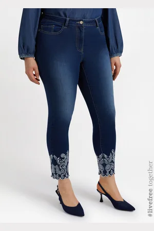 Fiorella rubino Jeans skinny con ricamo bandana al fondo Donna, Taglia: 37 (46 IT)
