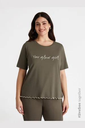 Fiorella rubino T-shirt con scritta motivazionale ricamata Donna, Taglia: M (52-54 IT)