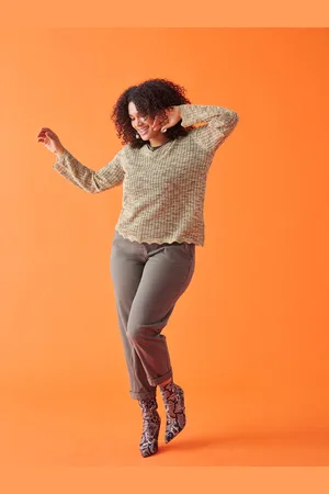 Fiorella rubino Maglia mélange con scollo a V Donna, Taglia: S (48-50 IT)