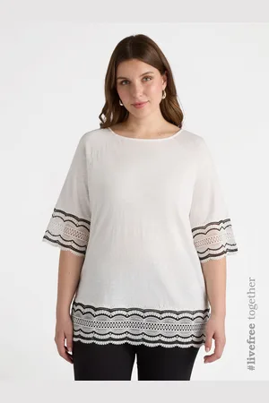 Fiorella rubino T-shirt con bordi crochet Donna, Taglia: XS (44-46 IT)