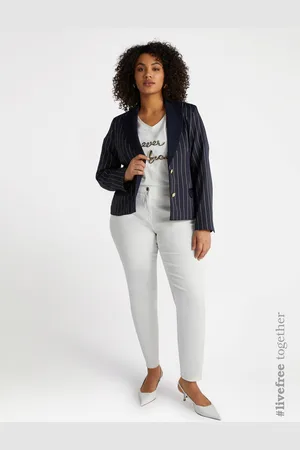 Fiorella rubino Blazer gessato con dettagli in denim Donna, Taglia: 37 (46 IT)